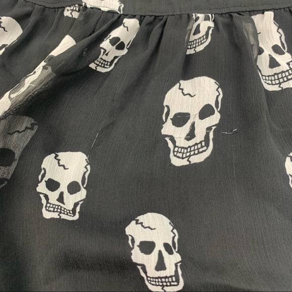 TRIPP NYC Skull Chiffon Dress Ruffles Goth Black Size Large - Picture 11 of 13